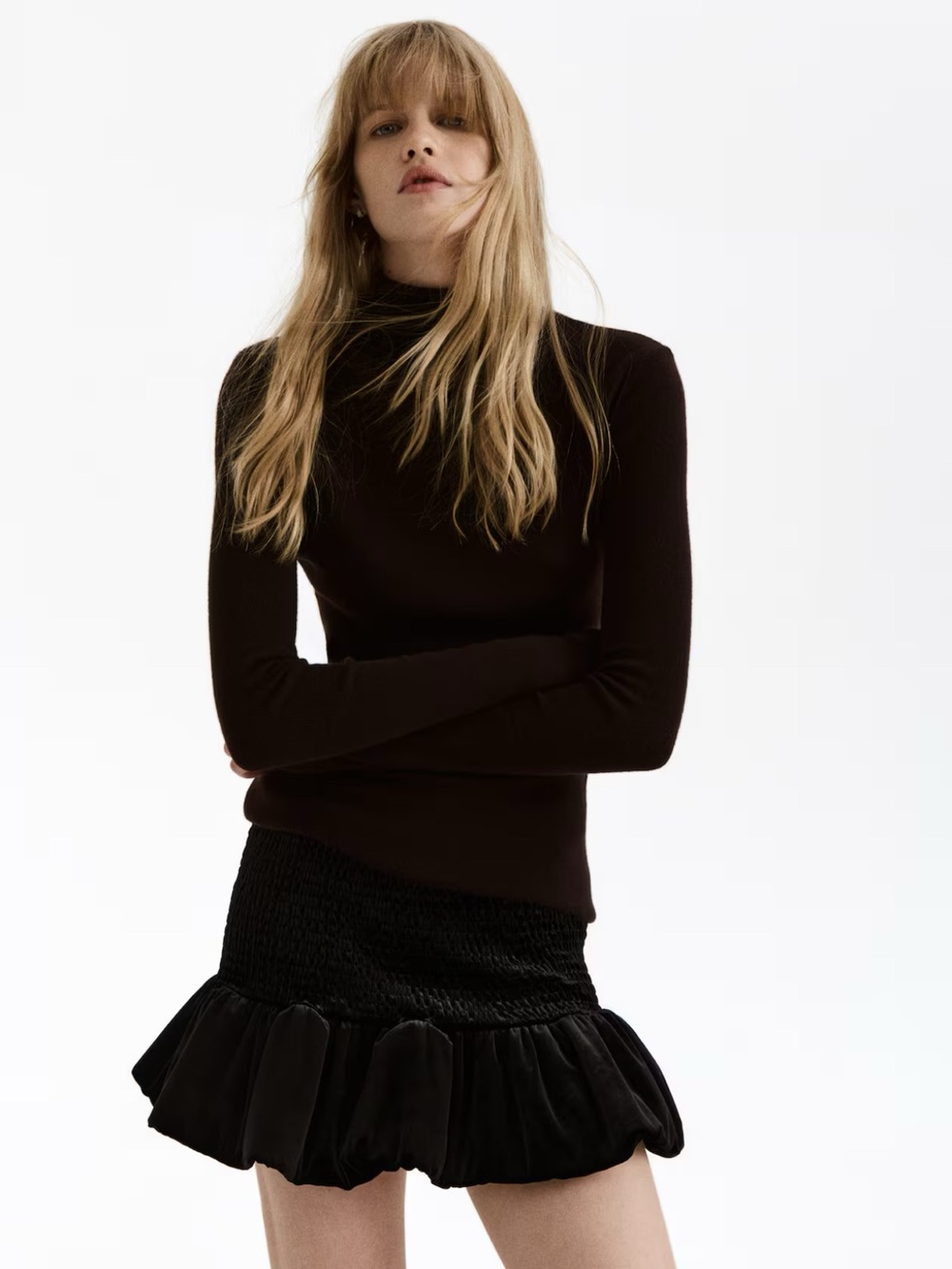 H&M Smocked Velour Skirt